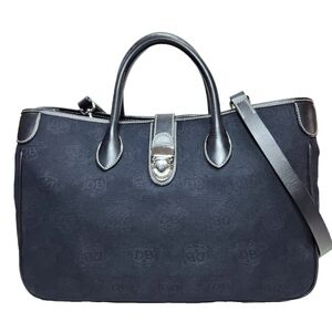 DOONEY & BOURKE Logo Jacquard Large Satchel Convertible Crossbody Tote Black